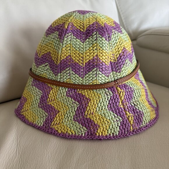 NEW GUCCI  Embellished Leather-Trimmed Straw Bucket Hat $1,190 SZ S main image 8